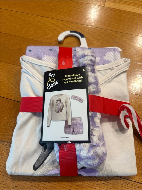 art class Other - art class Lavender and White Girls' Long-Sleeve Pajama Set with Spa Headband